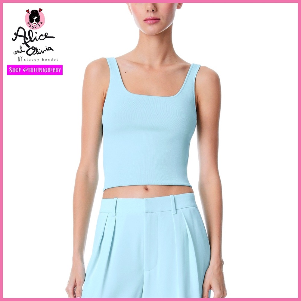 Alice + Olivia Daryn Julep Blue Fitted Sculpting Tank Top